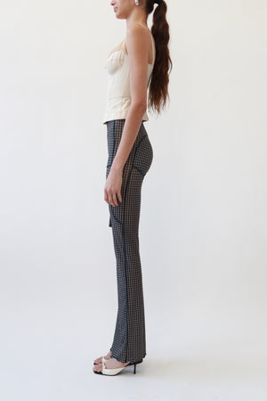Sheer Mesh Geometric Flare Trousers