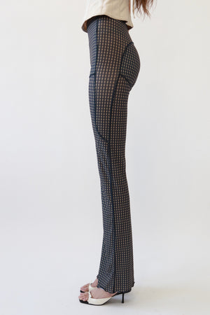 Sheer Mesh Geometric Flare Trousers