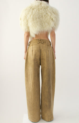 Ivory Mongolian Fur Cropped Capelet