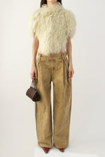 Ivory Mongolian Fur Cropped Capelet