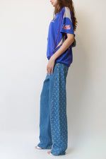 Two-Tone Crescent Moon Print Wide-Leg Jeans