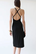 Black High-Slit Midi Skirt