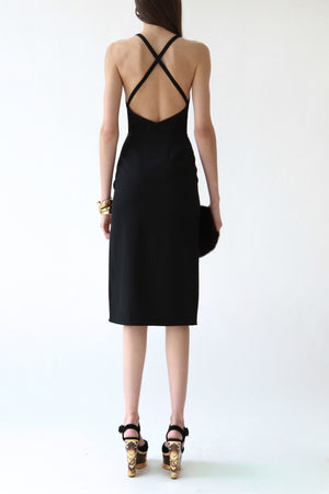 Black High-Slit Midi Skirt