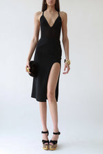 Black High-Slit Midi Skirt