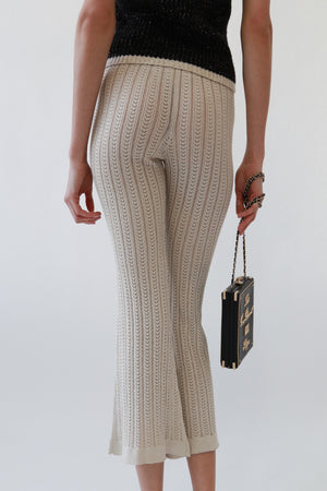 Metallic Knit Crochet Cropped Pants
