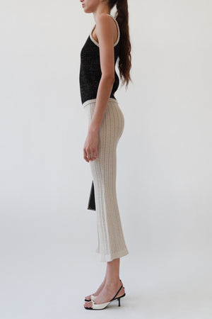 Metallic Knit Crochet Cropped Pants