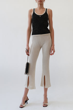Metallic Knit Crochet Cropped Pants