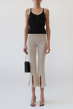 Metallic Knit Crochet Cropped Pants