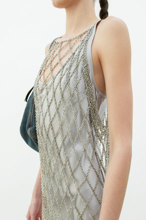 Vintage Chainmail Silver Overlay Dress