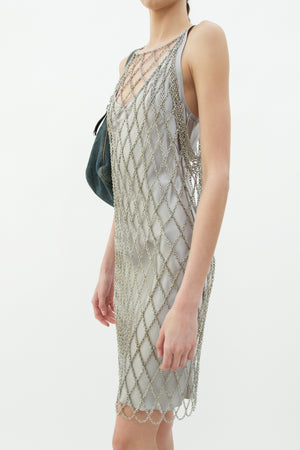Vintage Chainmail Silver Overlay Dress