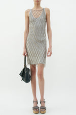 Vintage Chainmail Silver Overlay Dress