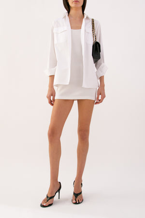 White Ribbed Tank Mini Dress