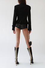 Black Sequin High-Waist Mini Shorts