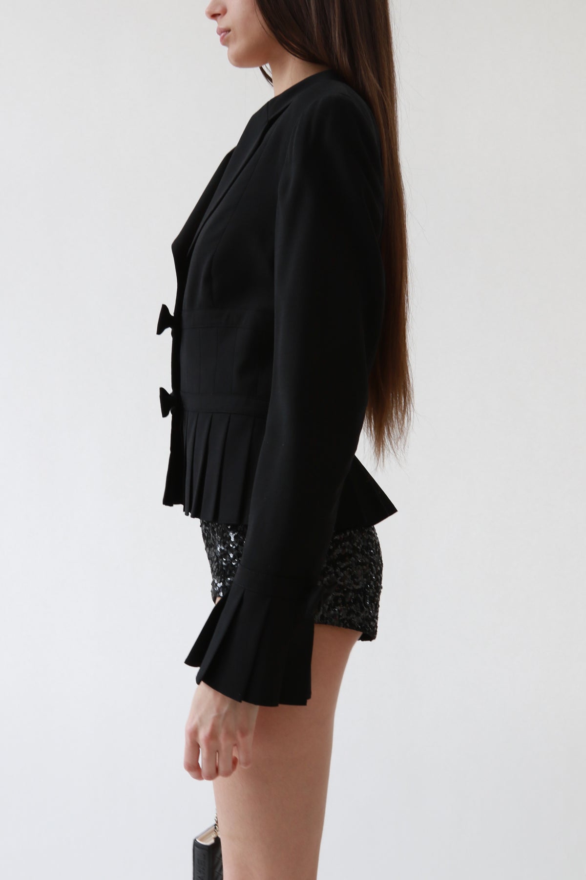Black Sequin High-Waist Mini Shorts