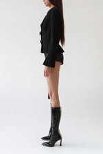 Black Sequin High-Waist Mini Shorts