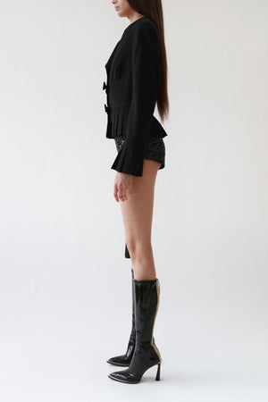 Black Sequin High-Waist Mini Shorts
