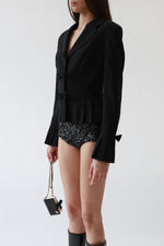 Black Sequin High-Waist Mini Shorts