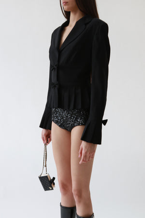 Black Sequin High-Waist Mini Shorts