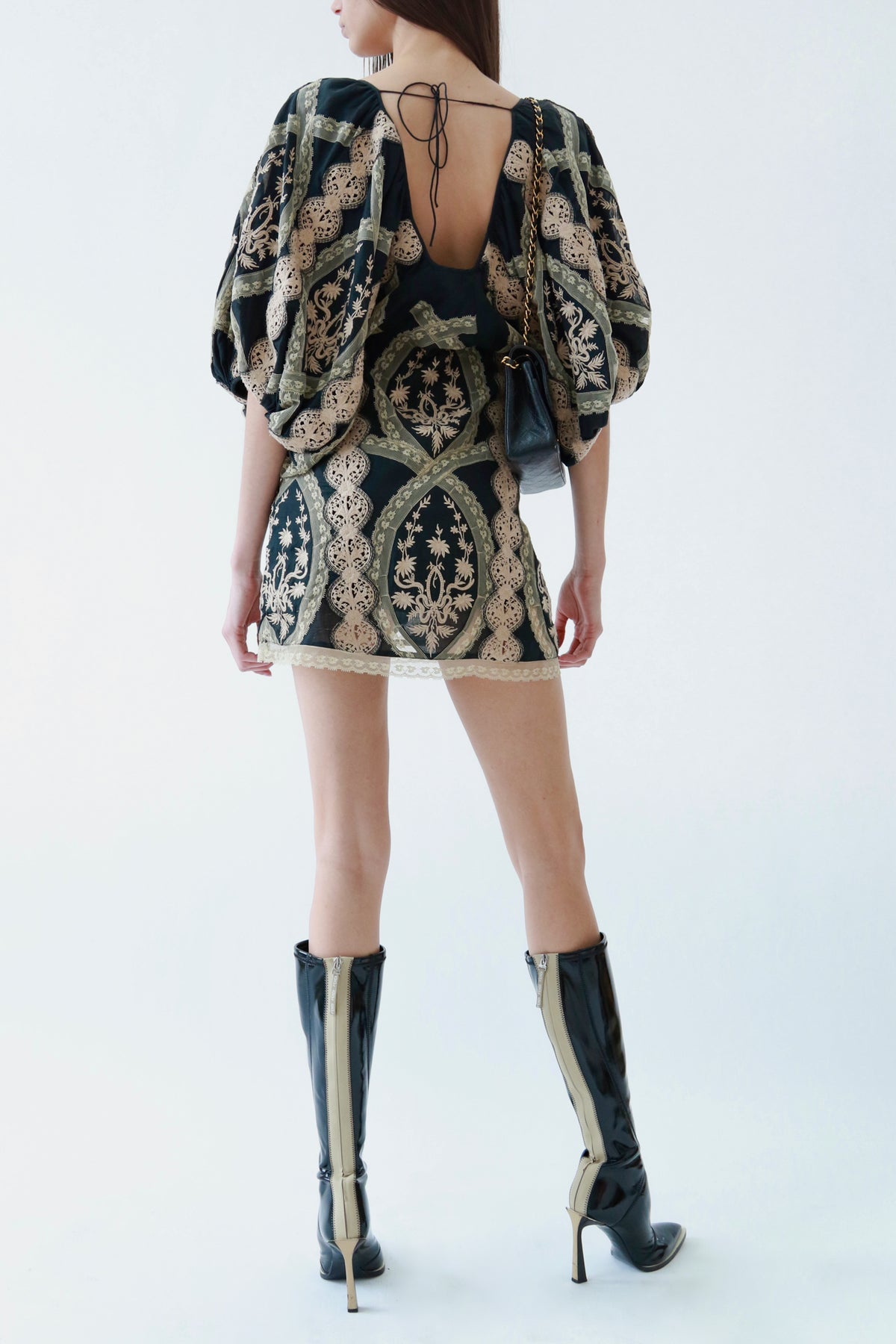 Vintage Lace Embroidered Mini Dress