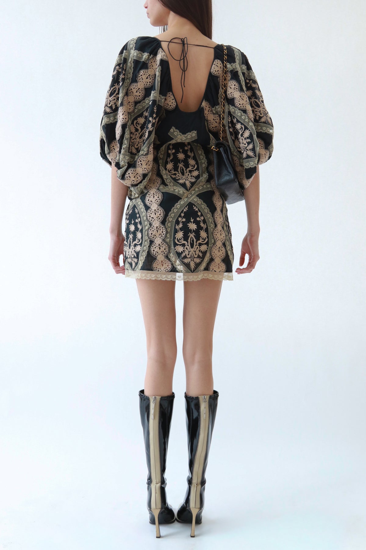 Vintage Lace Embroidered Mini Dress