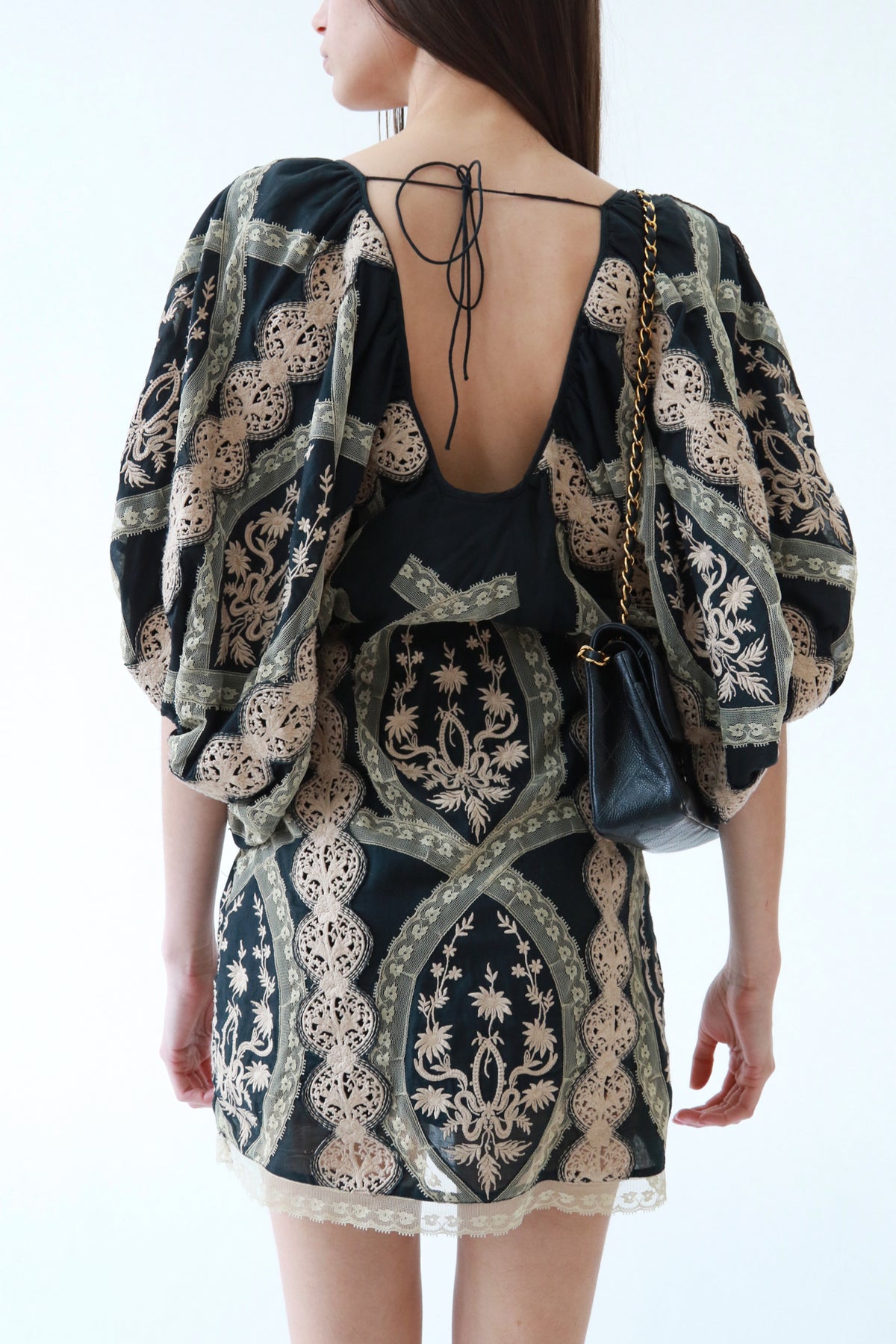 Vintage Lace Embroidered Mini Dress