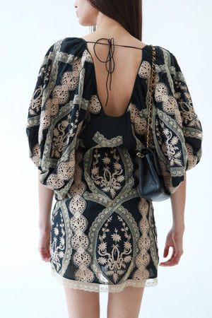 Vintage Lace Embroidered Mini Dress