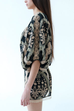 Vintage Lace Embroidered Mini Dress