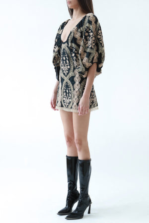 Vintage Lace Embroidered Mini Dress
