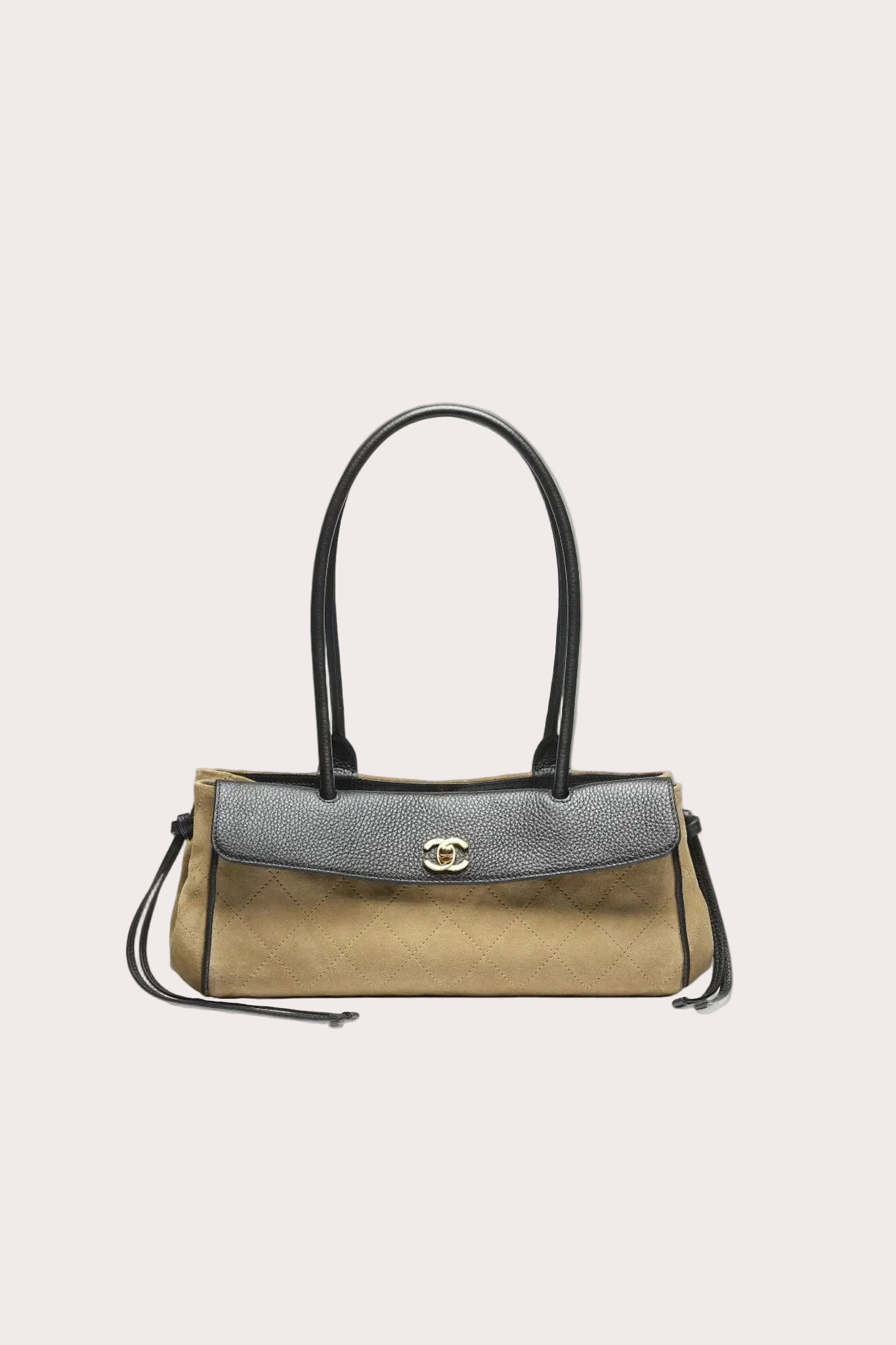 Chanel Small "Urban Essential" East West Dark Beige/Black Grained Calfskin Suede Shopping Tote