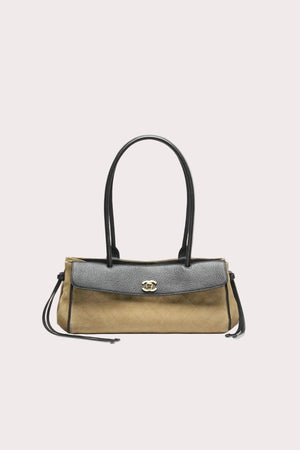 Chanel Small "Urban Essential" East West Dark Beige/Black Grained Calfskin Suede Shopping Tote