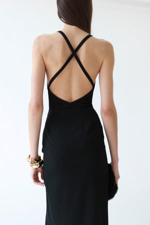 Black Ribbed Plunge Bodysuit
