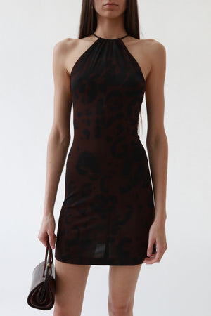 Leopard Print Halter Mini Dress