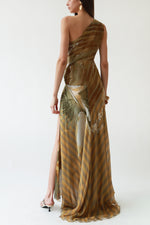 Vintage Valentino SS03 One Shoulder Silk Printed Evening Gown