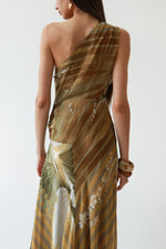 Vintage Valentino SS03 One Shoulder Silk Printed Evening Gown