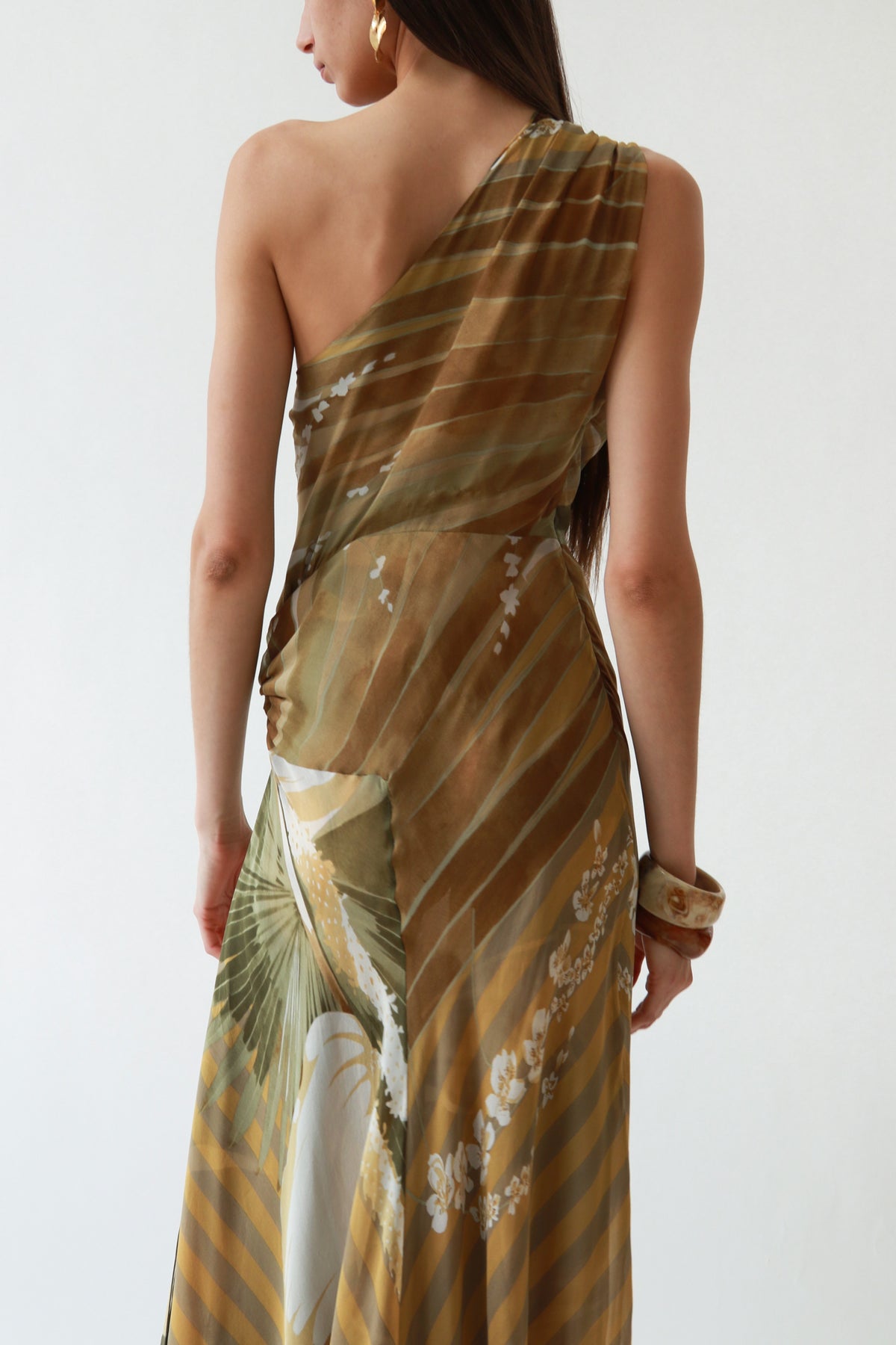 Vintage Valentino SS03 One Shoulder Silk Printed Evening Gown