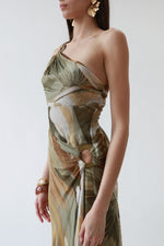 Vintage Valentino SS03 One Shoulder Silk Printed Evening Gown