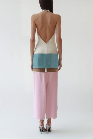Vintage Versace SS15 Colorblock Paneled Rhinestone Evening Gown