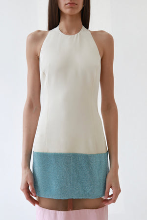Vintage Versace SS15 Colorblock Paneled Rhinestone Evening Gown