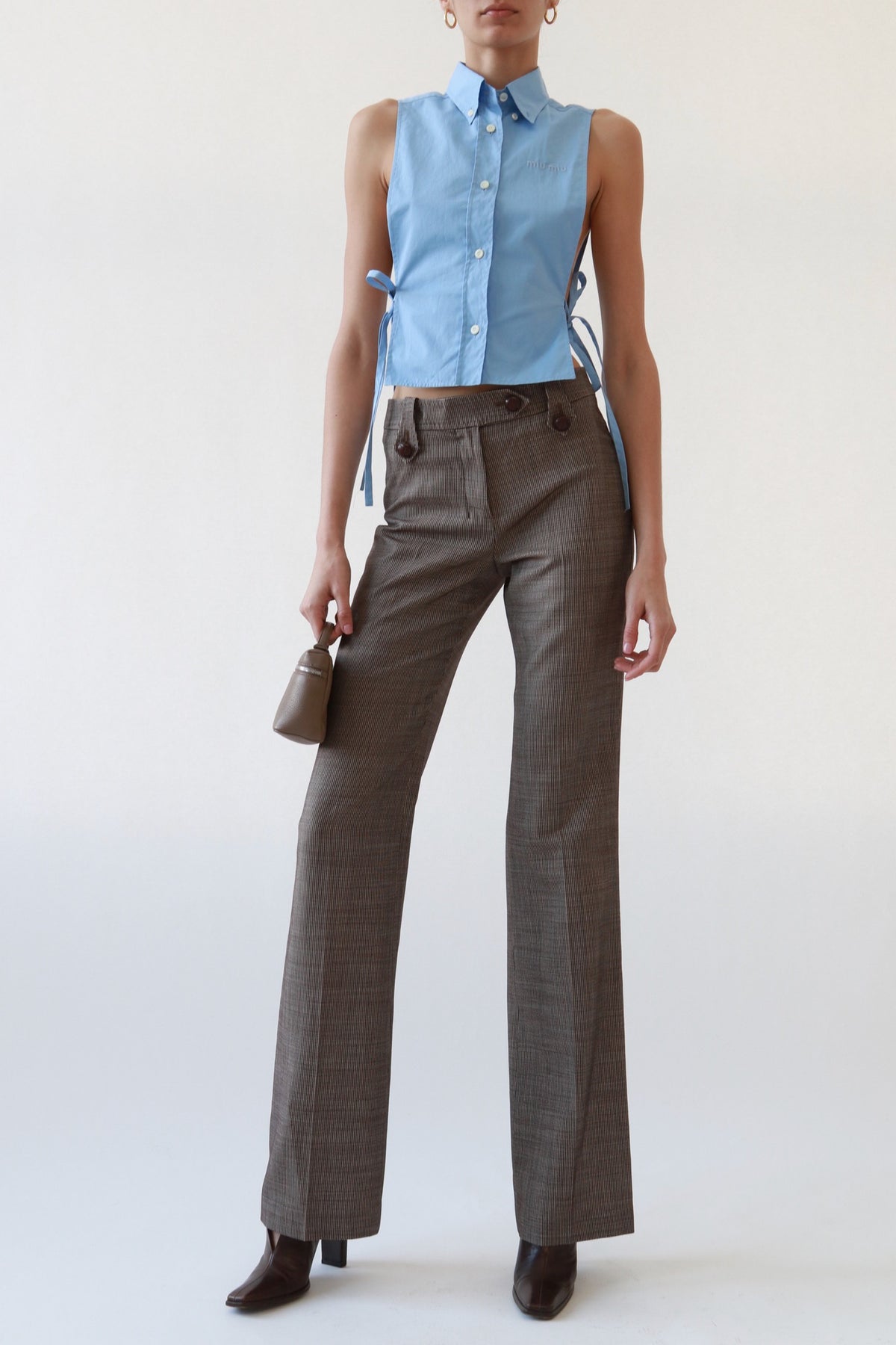 Vintage YSL Micro-Check Wool Trousers