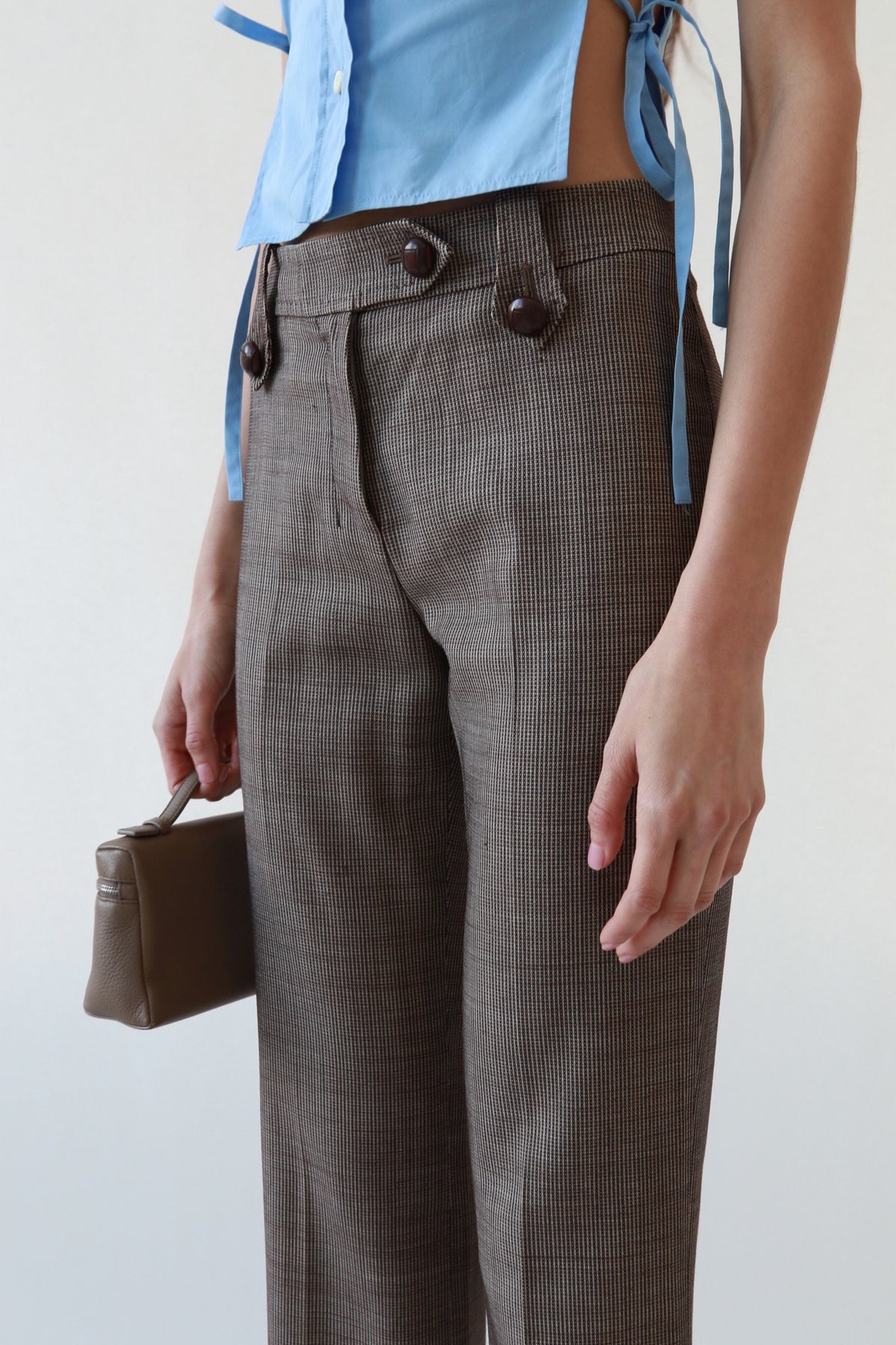 Vintage YSL Micro-Check Wool Trousers